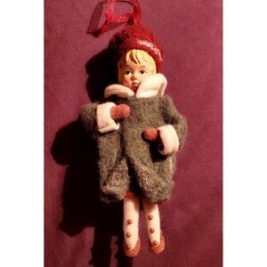 Vintage Byers Choice Christmas Ornament Village Boy Figurine Holidays‎ 7"